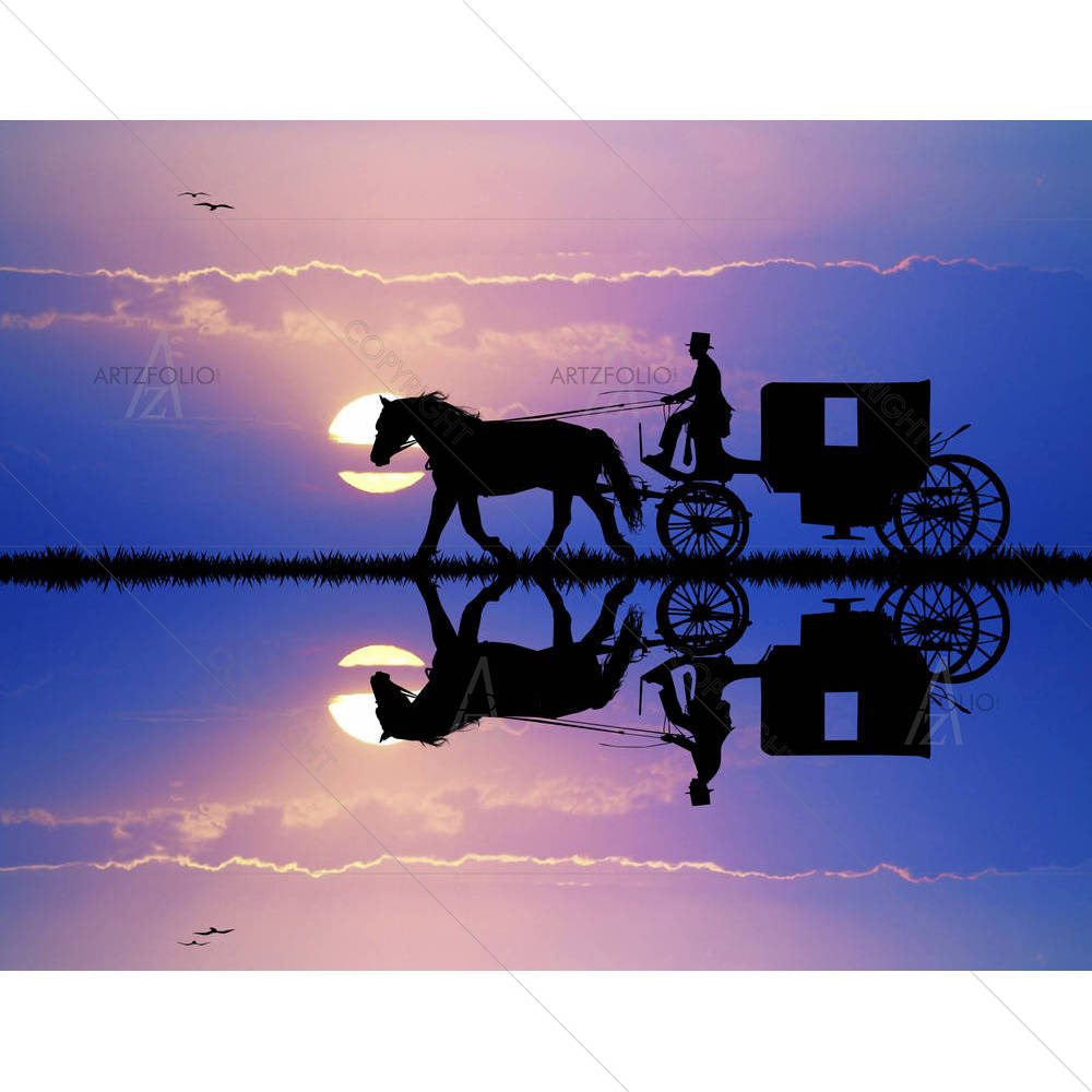 Carriage Ride At Sunset — Animals custom art by ArtzFolio