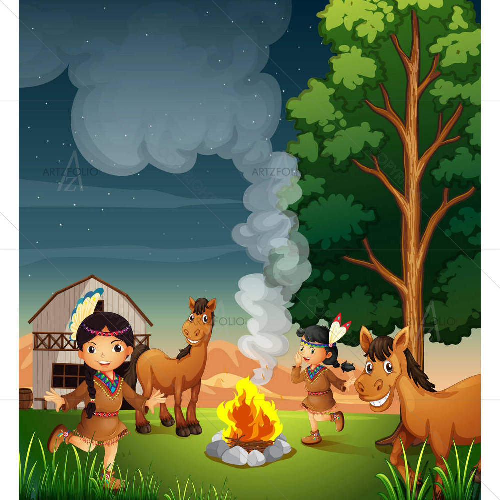 Farm With Indian Girls — Animals custom art by ArtzFolio