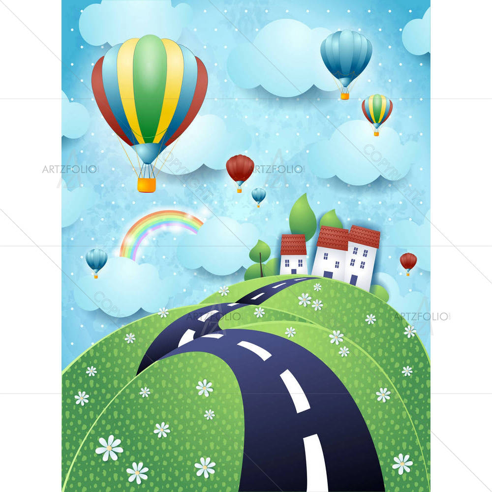 Road & Hot Air Balloons — custom-size art design 5003557