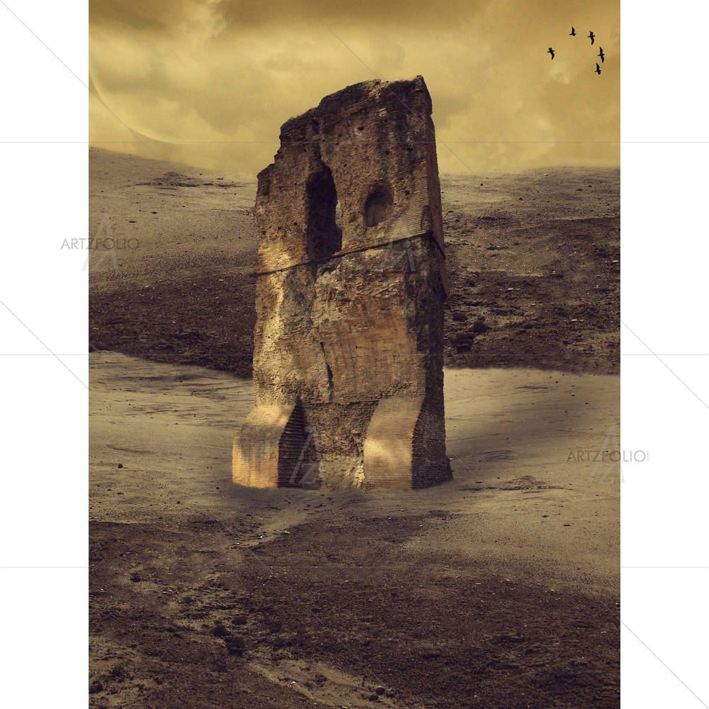 Desert With Old Structure — Ancient custom art by ArtzFolio