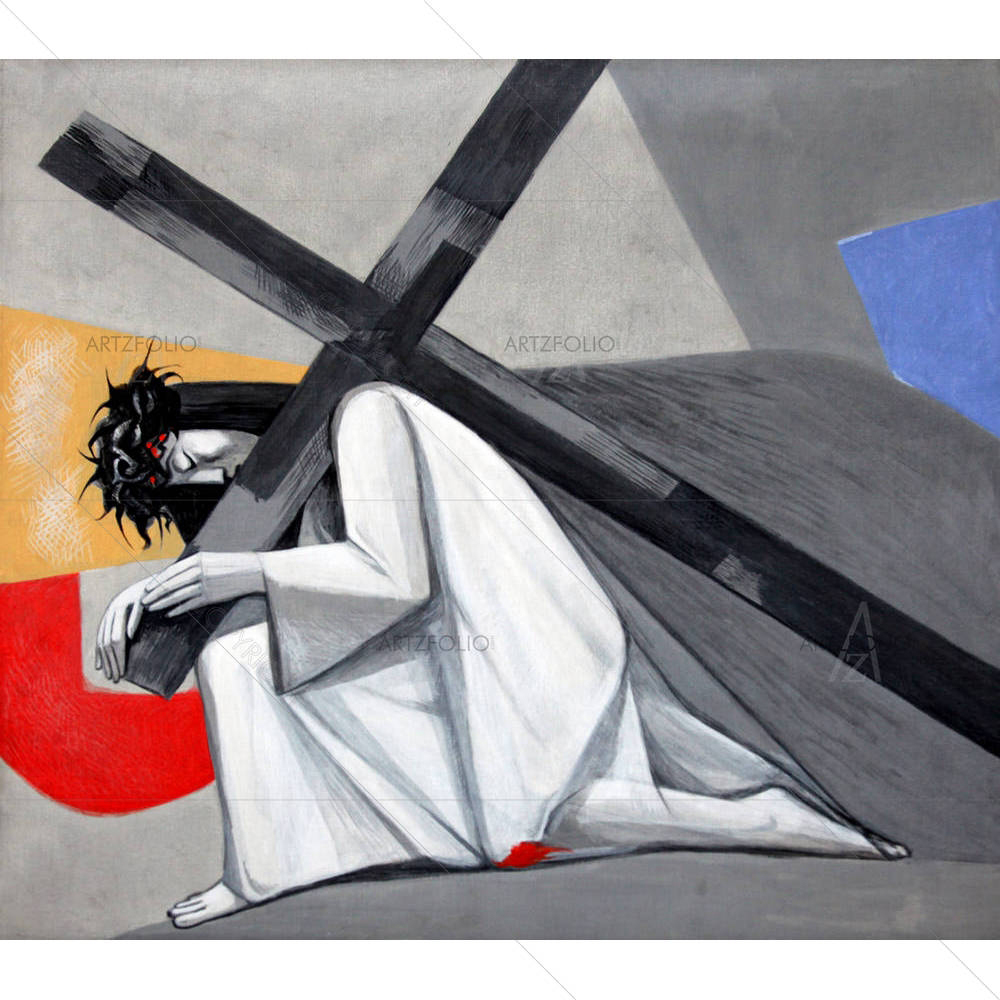 3rd Station Of Cross Jesus Falls The First Time — custom-size art design 5003578