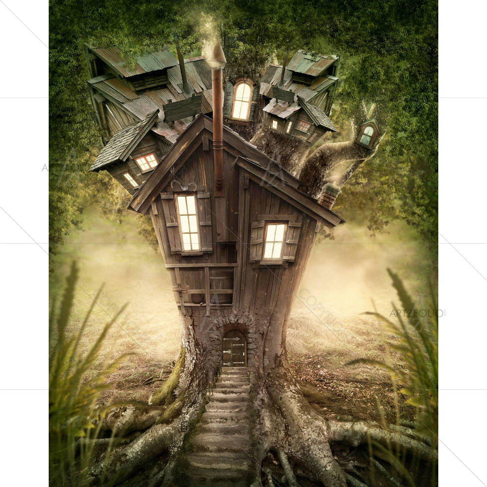 Fantasy Tree House In Forest D3 — Fantasy custom art by ArtzFolio