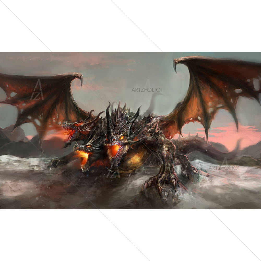 Three Headed Dragon D2 — Landscapes custom art by ArtzFolio