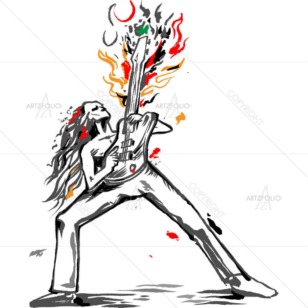 Rocker Guitarist — Abstract custom art by ArtzFolio