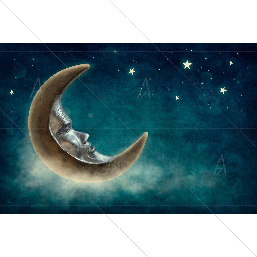 Night Time With Stars & Moon — custom-size art design 5003616