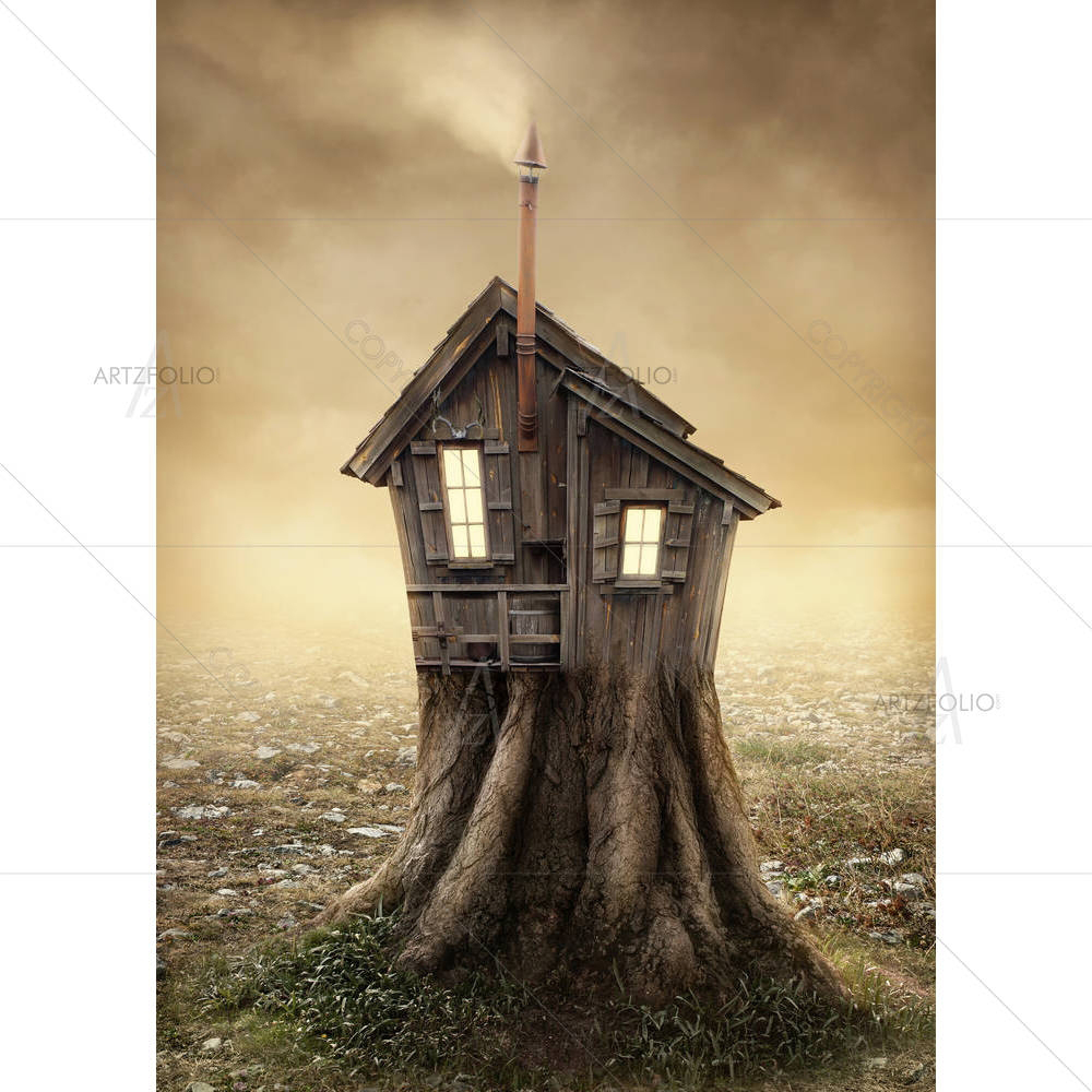 Fantasy Tree House In The Meadow — Ancient custom art by ArtzFolio