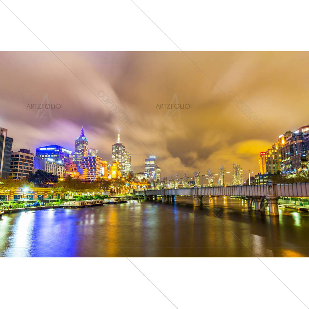 Melbourne Australia Night Skyline — custom-size art design 5003621