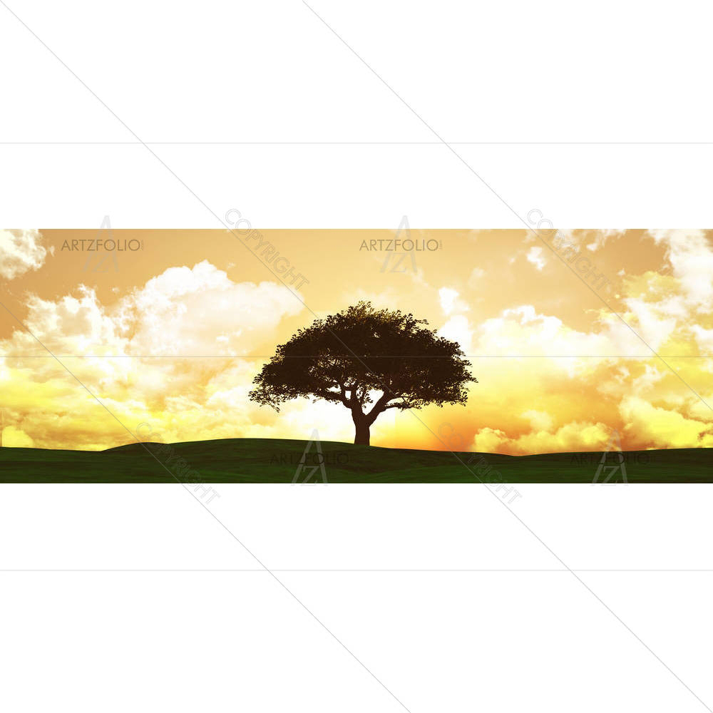 Sunset Tree Landscape — custom-size art design 5003625