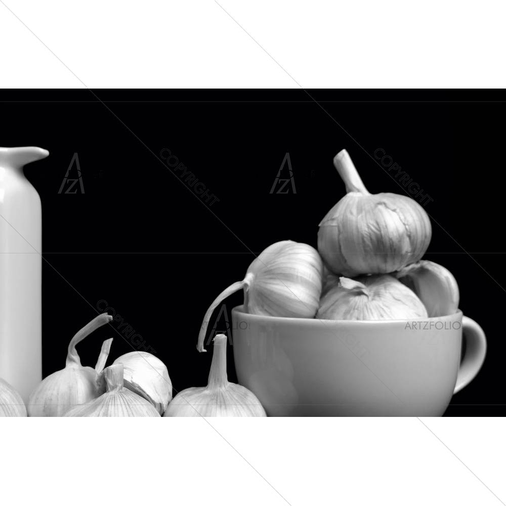 Photo of Garlic In A Bowl — Black And White Garlic custom art by ArtzFolio