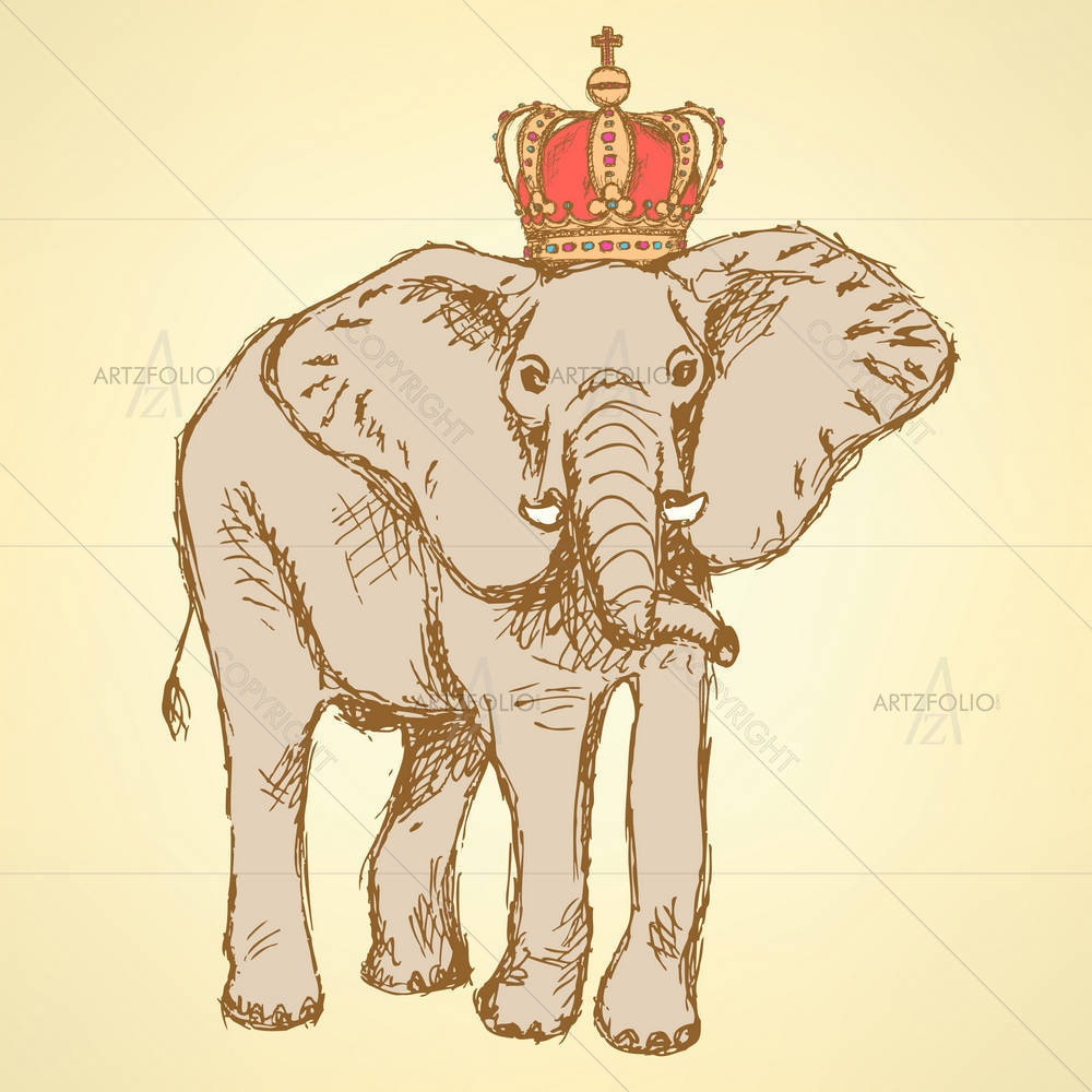 Elephant In Crown — custom-size art design 5003638