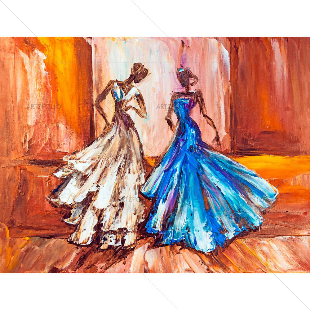 Two Beautiful Women At The Ball — custom-size art design 5003642