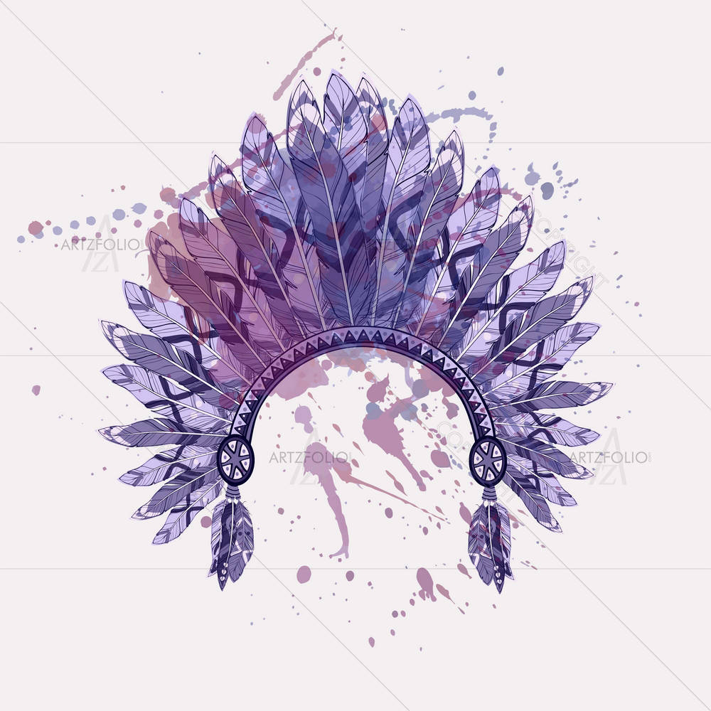 Native Chief Headdress With Feathers — custom-size art design 5003644