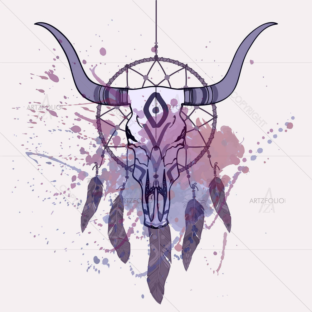 Bull Skull & Dream Catcher — custom-size art design 5003647