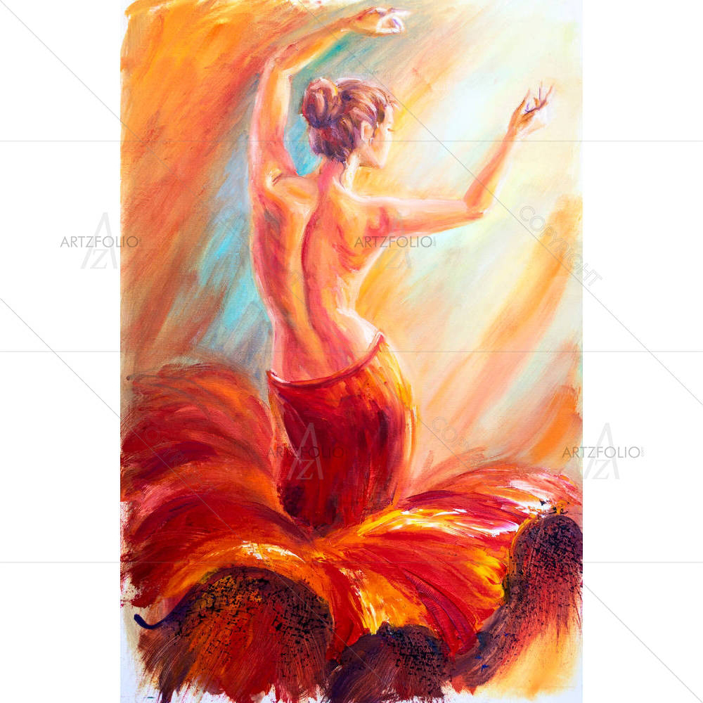 Dancing Woman In Red — custom-size art design 5003661
