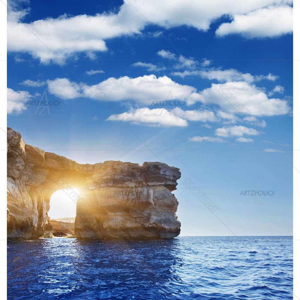 Stone Arch On Gozo Island, Dwejra, Malta — custom-size art design 5003672