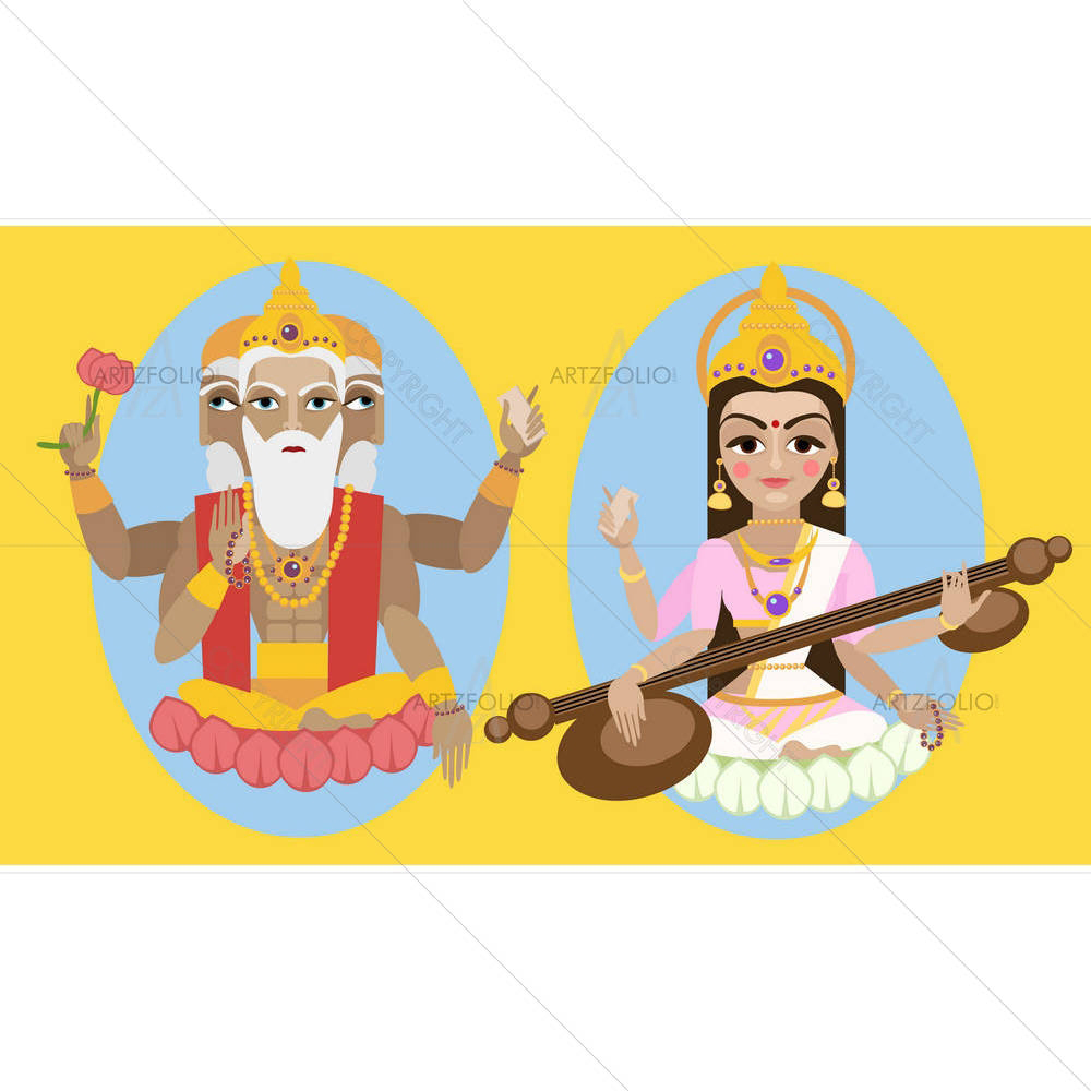 Brahma & Sarasvati Devi — custom-size art design 5003677