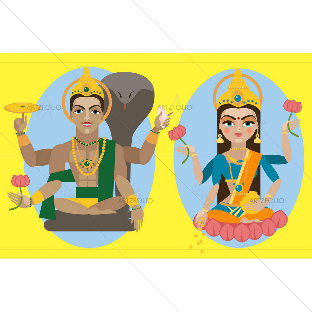 Lord Vishnu & Mata Lakshmi — custom-size art design 5003678