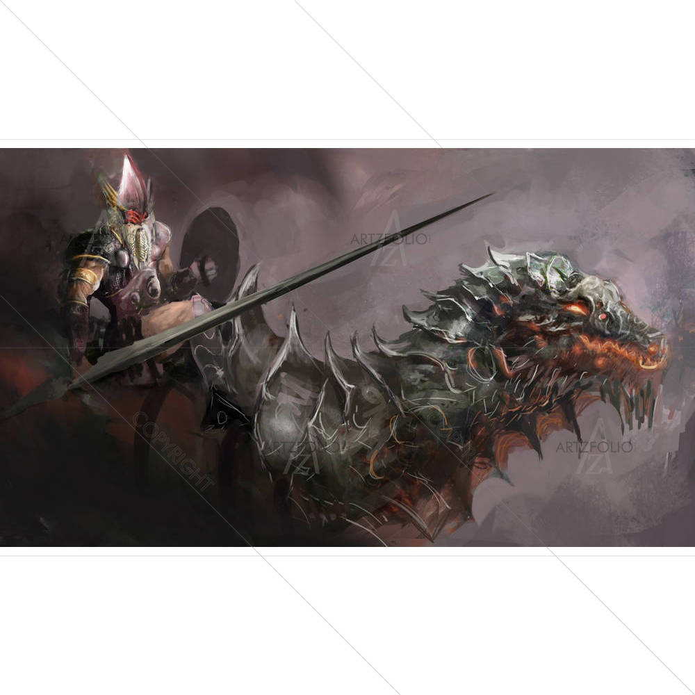 Dragon Rider Ready For Attack D2 — custom-size art design 5003682