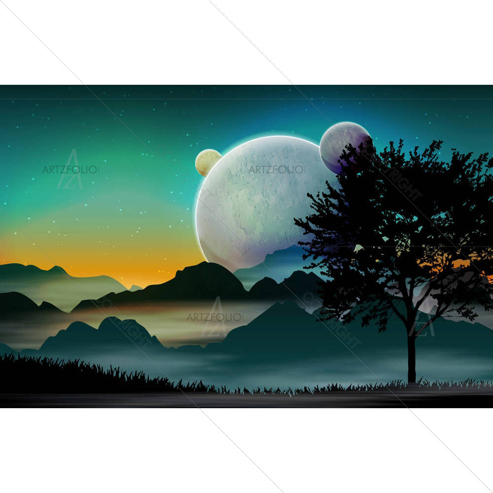 Space Landscape With Planets — custom-size art design 5003721