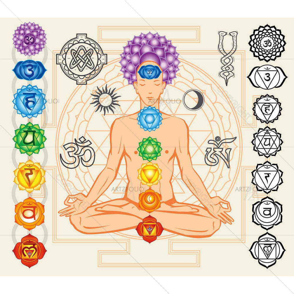 Man With Chakras & Esoteric Symbols — custom-size art design 5003739