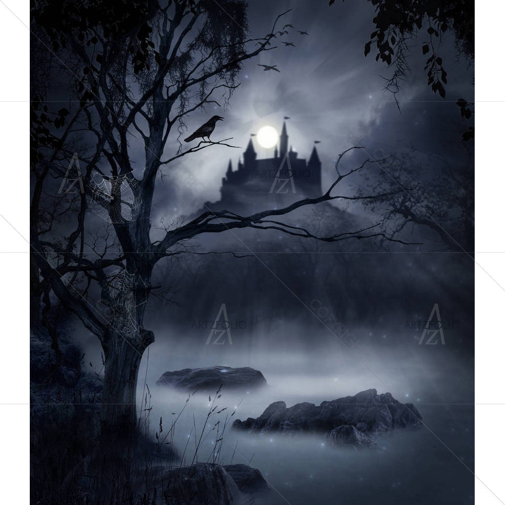 Castle In A Swamp In A Dark Night — Ancient custom art by ArtzFolio