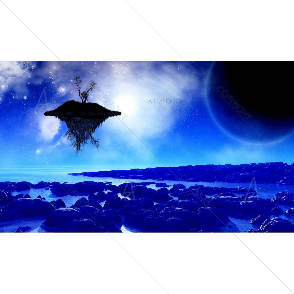 Fictional Space With A Floating Island — custom-size art design 5003751