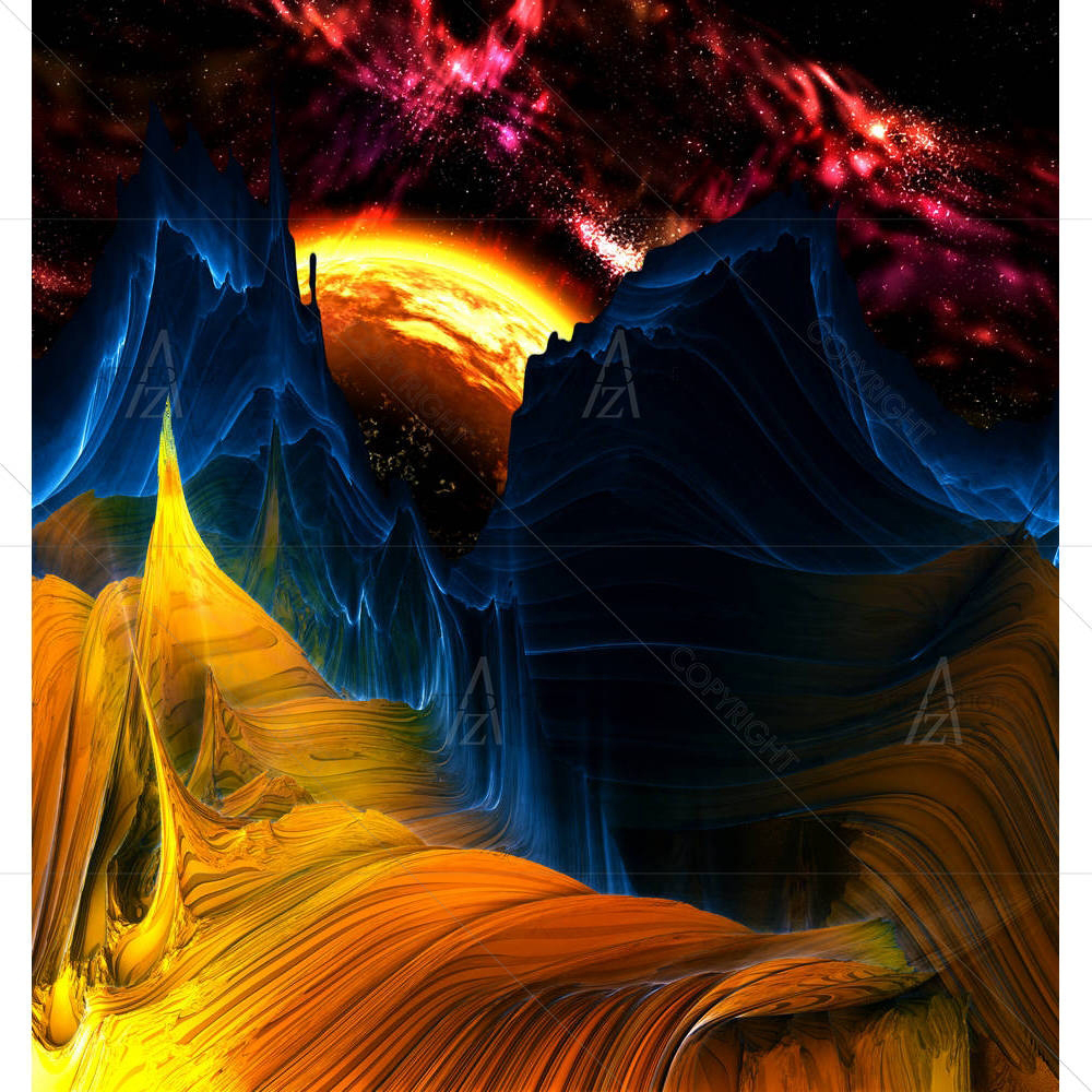 Alien Mountains With Space — Abstract custom art by ArtzFolio