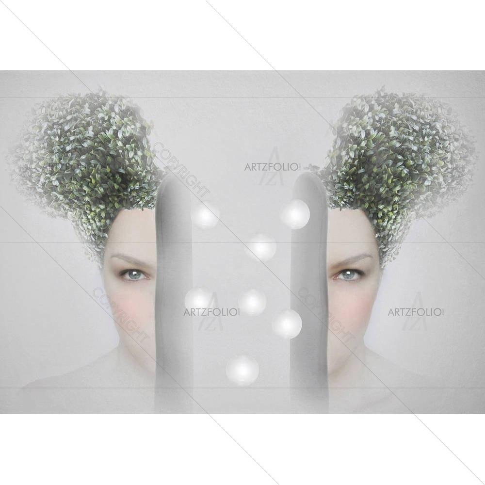 Female Portrait Divided In Two Parts D1 — custom-size art design 5003761