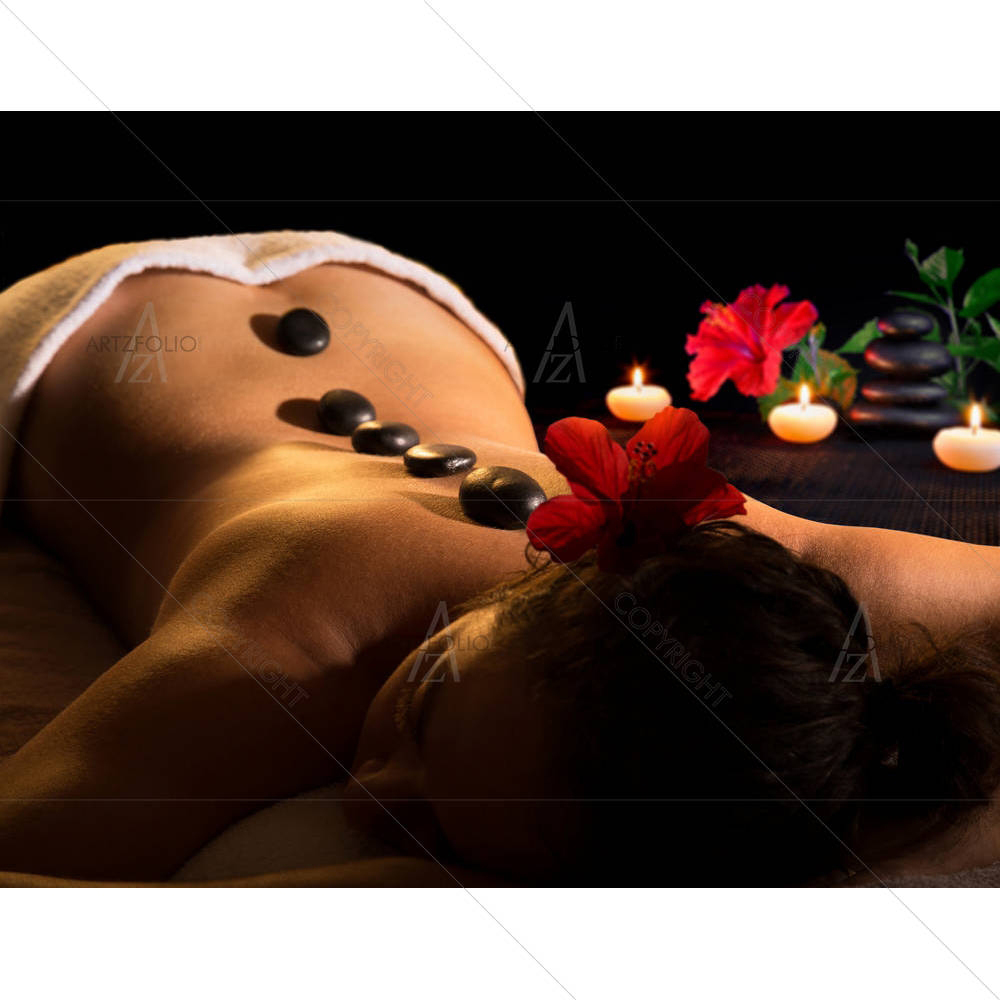 Woman Relax With Stones On Back — custom-size art design 5003774