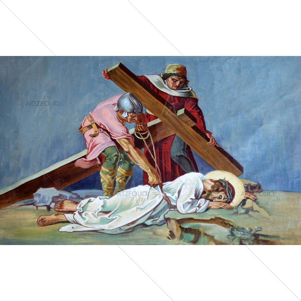 9th Station Of Cross Jesus Falls The Third Time D2 — Devotional custom art by ArtzFolio