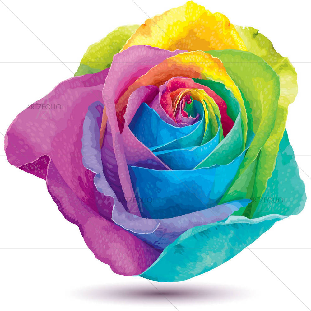 Futuristic Colored Rose — Botanical custom art by ArtzFolio