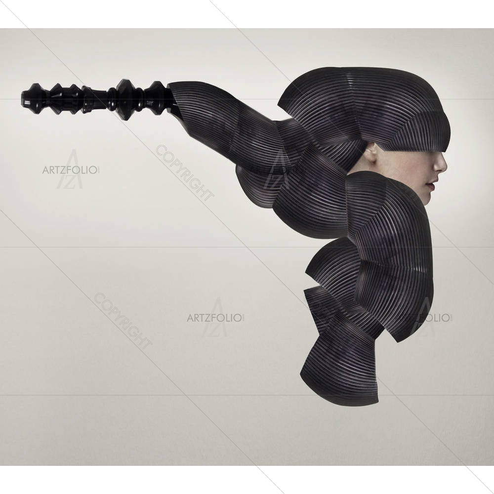 Female Model In Black Headgear D1 — custom-size art design 5003790