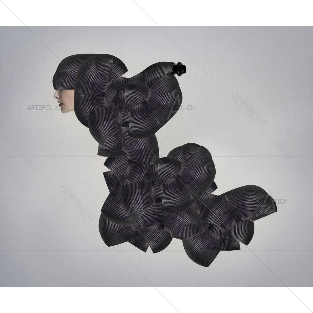 Female Model In Black Headgear D2 — custom-size art design 5003791