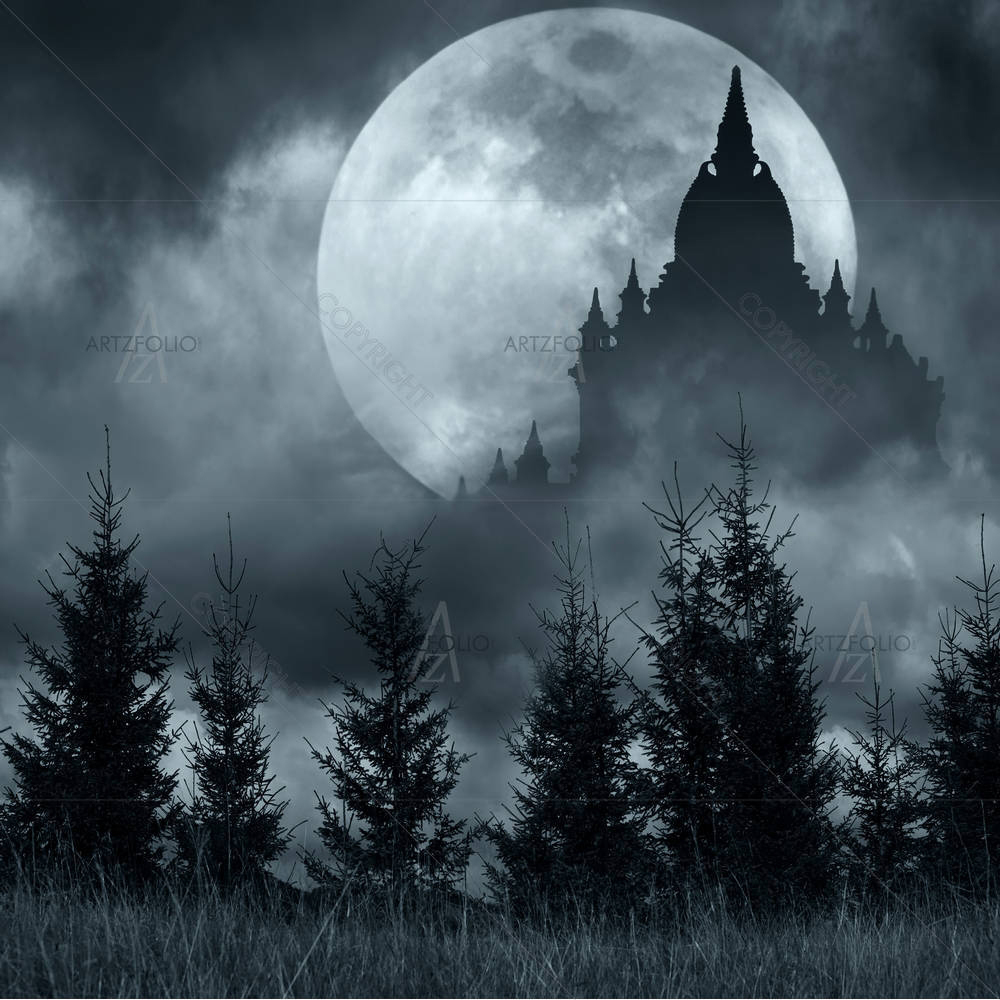 Magic Castle Over Full Moon — custom-size art design 5003795