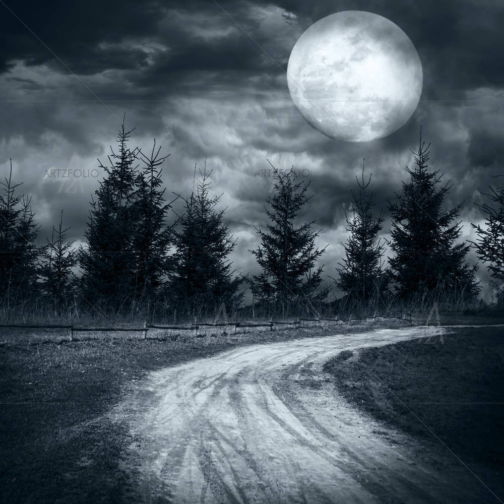Magic Landscape With Empty Rural Road — Fantasy custom art by ArtzFolio