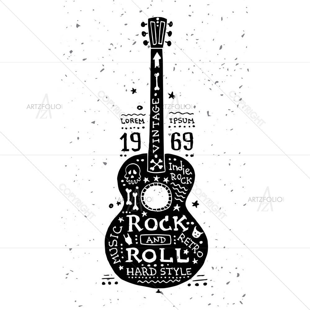 Vintage Guitar — Ancient custom art by ArtzFolio