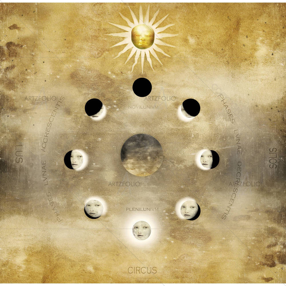 Lunar Phases With Sun — custom-size art design 5003817
