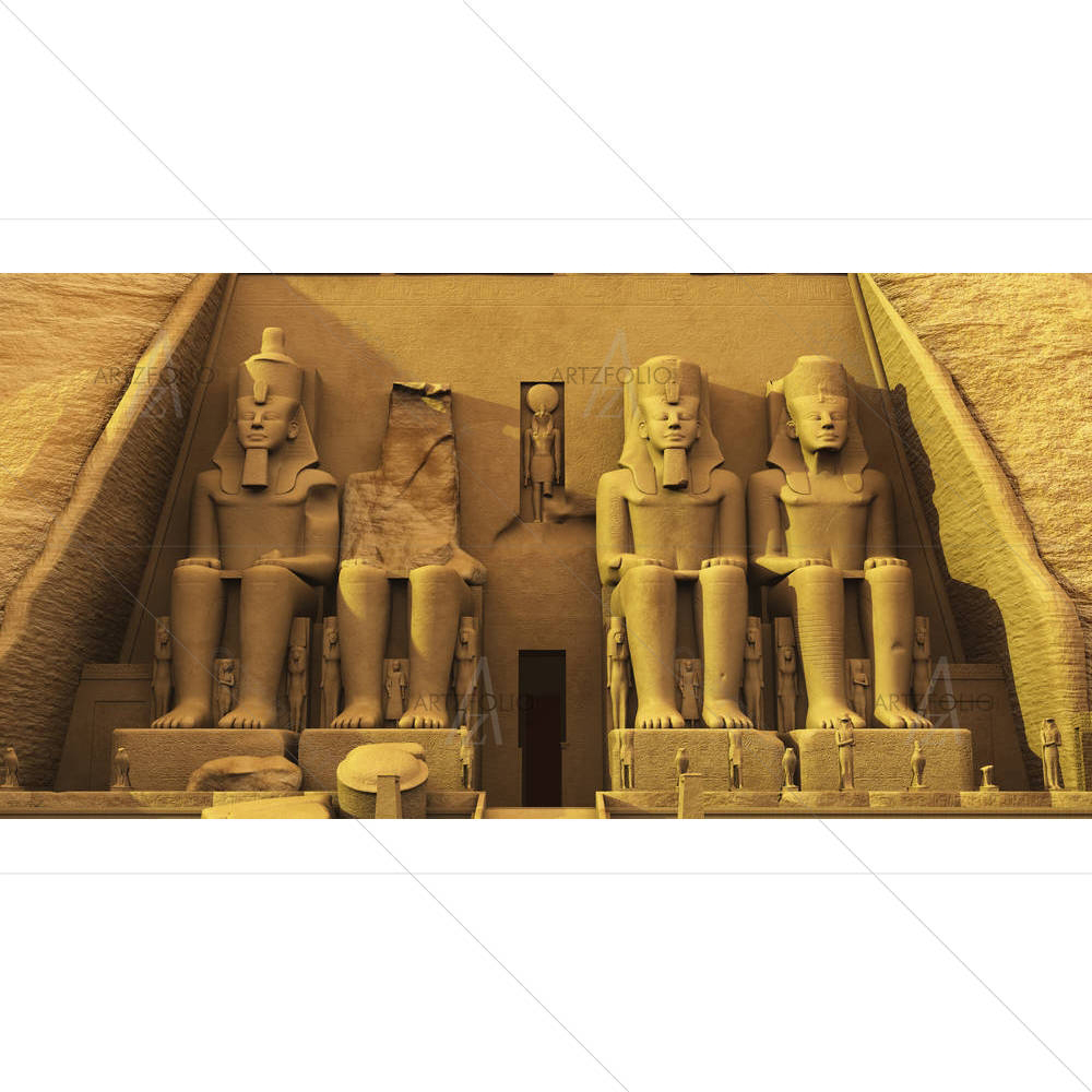 Temple Of Abu Simbel, Pharaoh Ramesses & Nefertari — custom-size art design 5003828