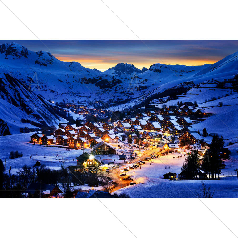 Resort in French Alps Saint Jean D'Arves, France — custom-size art design 5003886