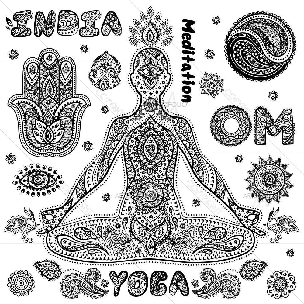 Ornamental Indian Symbols — custom-size art design 5003904