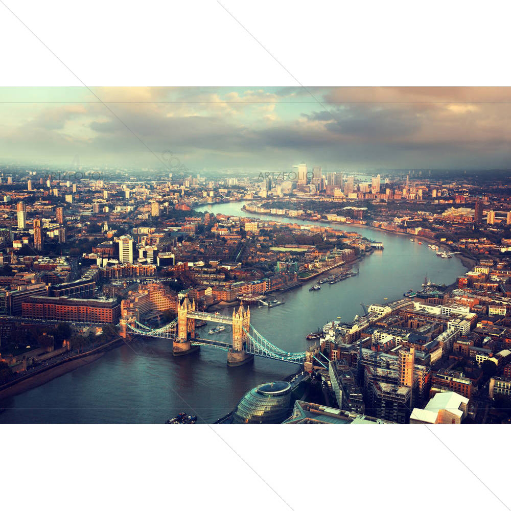 London Aerial View With Tower Bridge, UK — custom-size art design 5003921