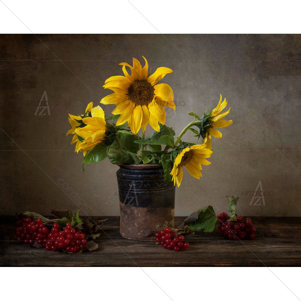 White Sunflowers — custom-size art design 5003925