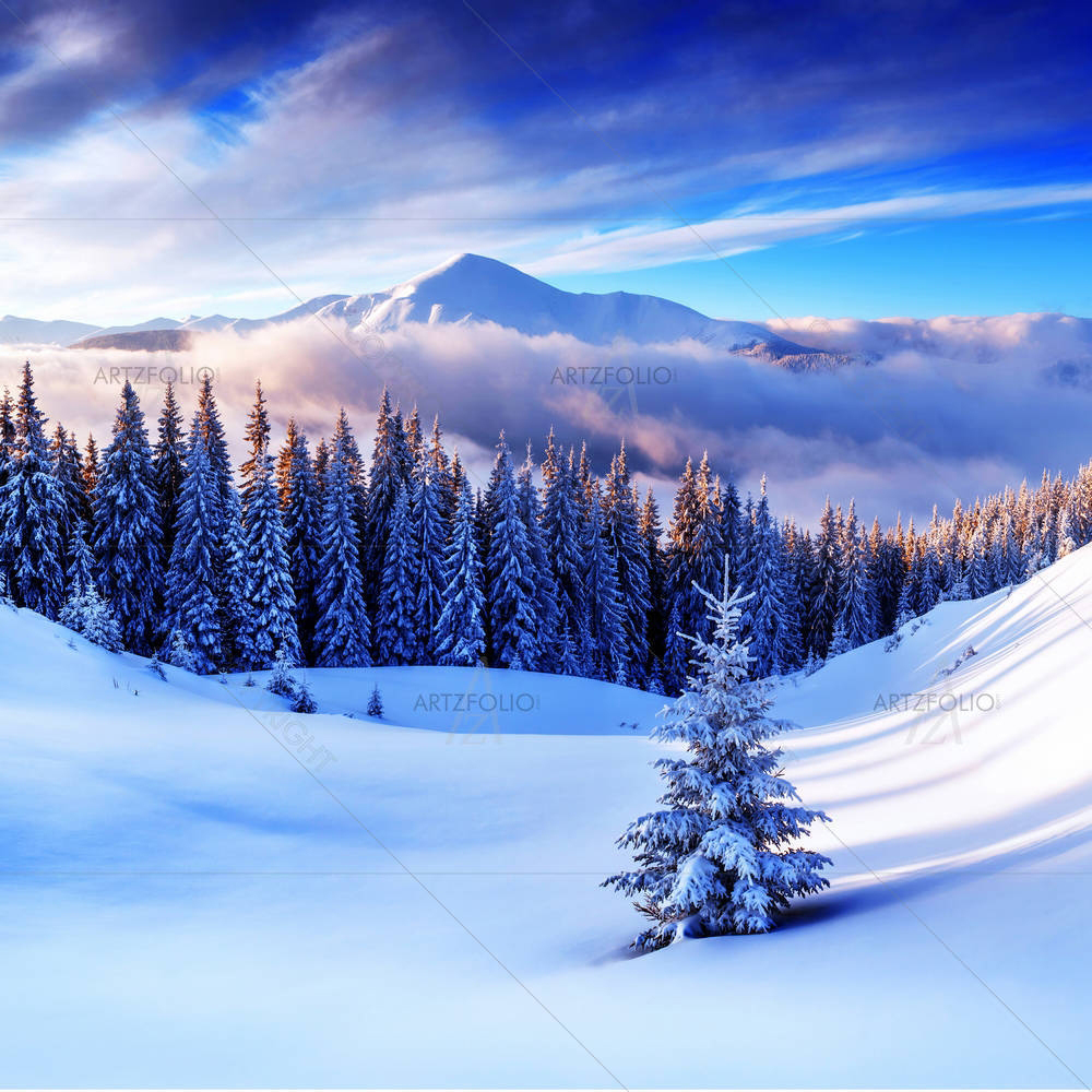 Snovy Trees On Winter Mountains — Devotional custom art by ArtzFolio