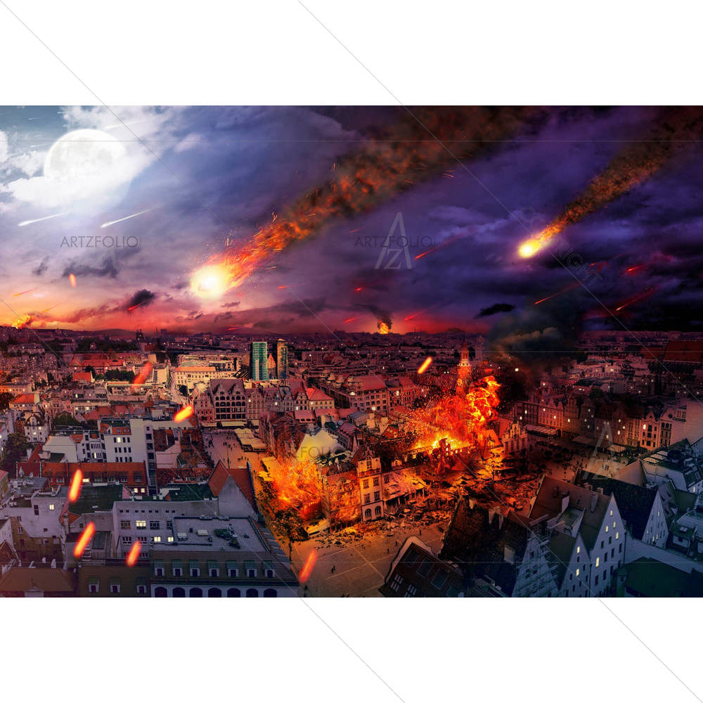 Apocalypse Caused By A Giant Meteorite — custom-size art design 5003931