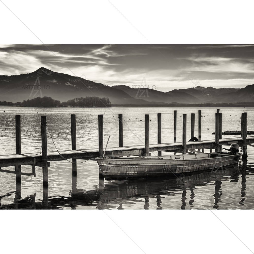 Old Wooden Jetty At The Chiemsee Lake In Bavaria — custom-size art design 5003935