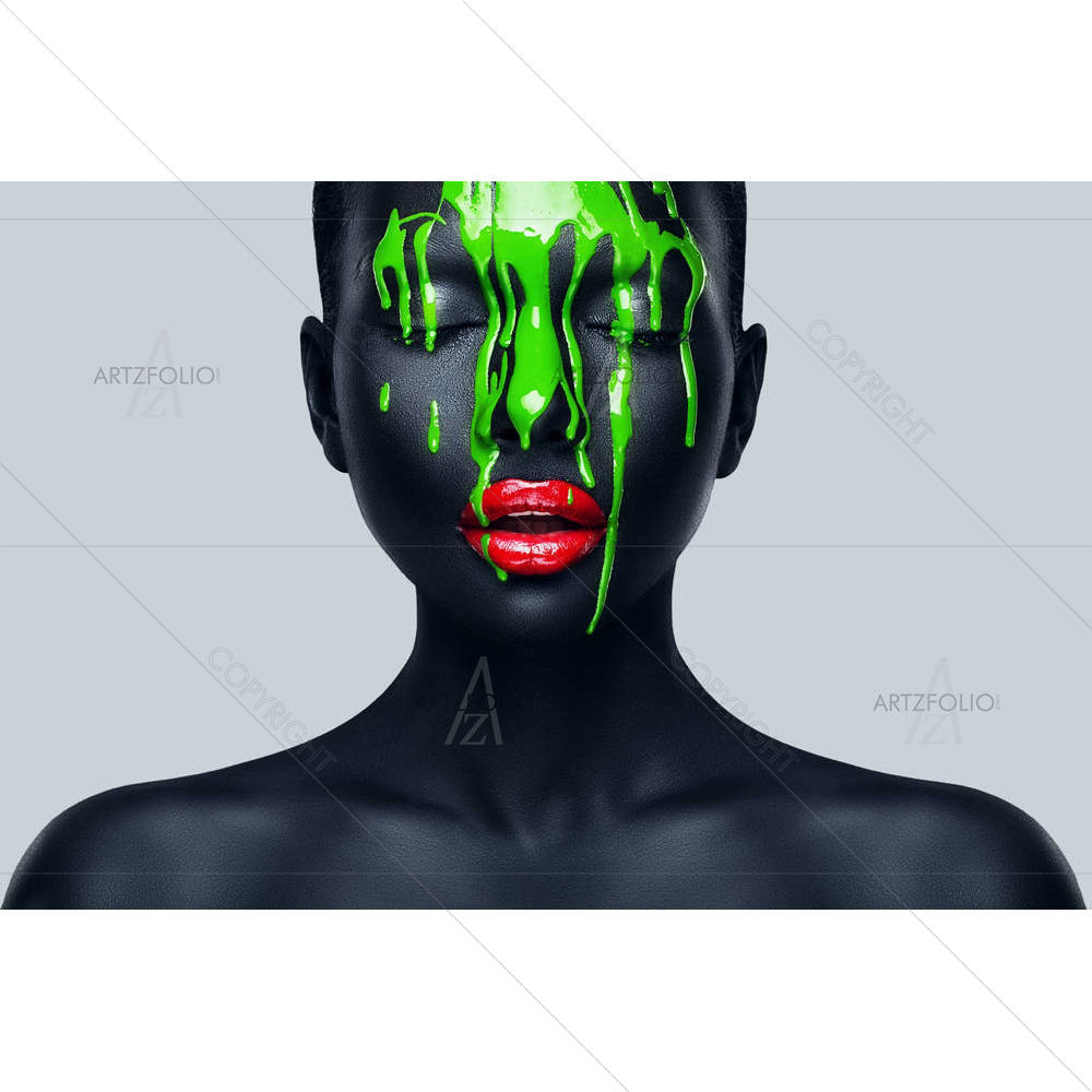 Woman With Green Paint — custom-size art design 5003943