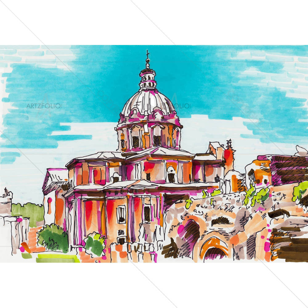 Rome Italy Cityscape D1 — custom-size art design 5003961