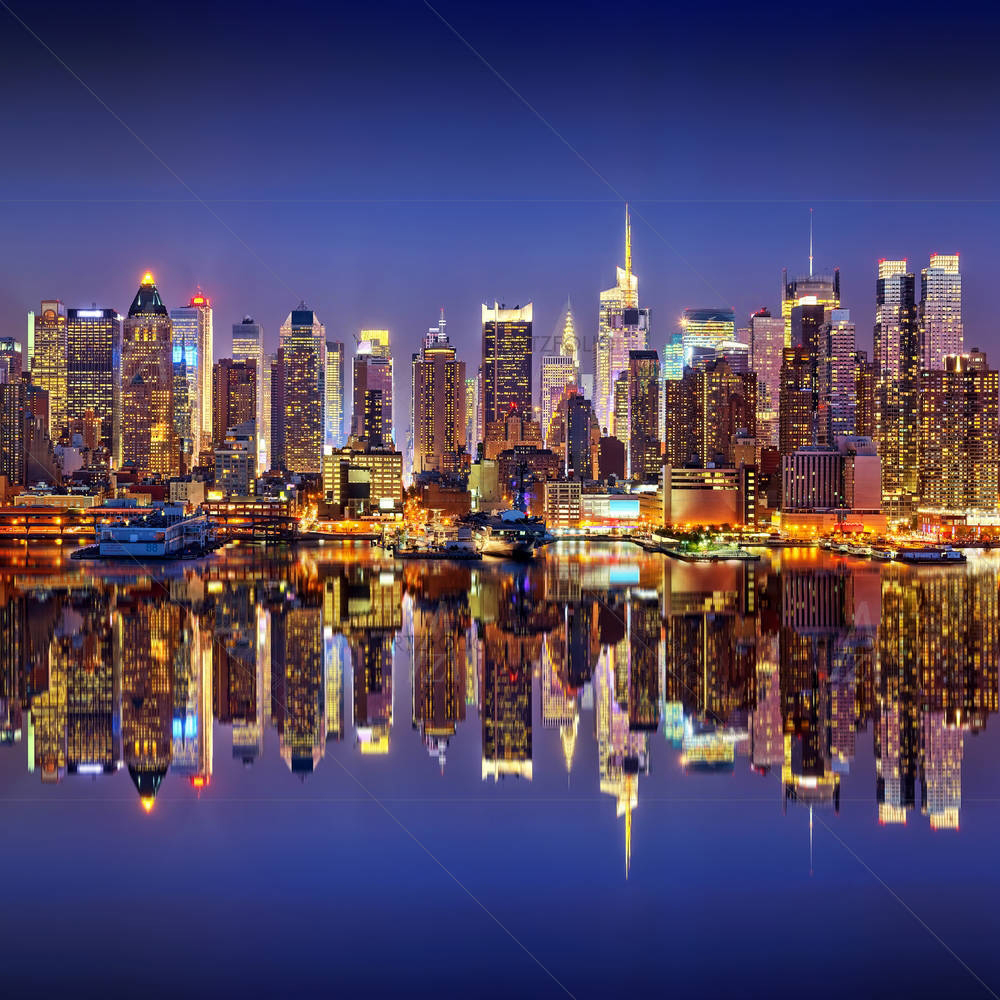 Manhattan At Night, USA — custom-size art design 5003964