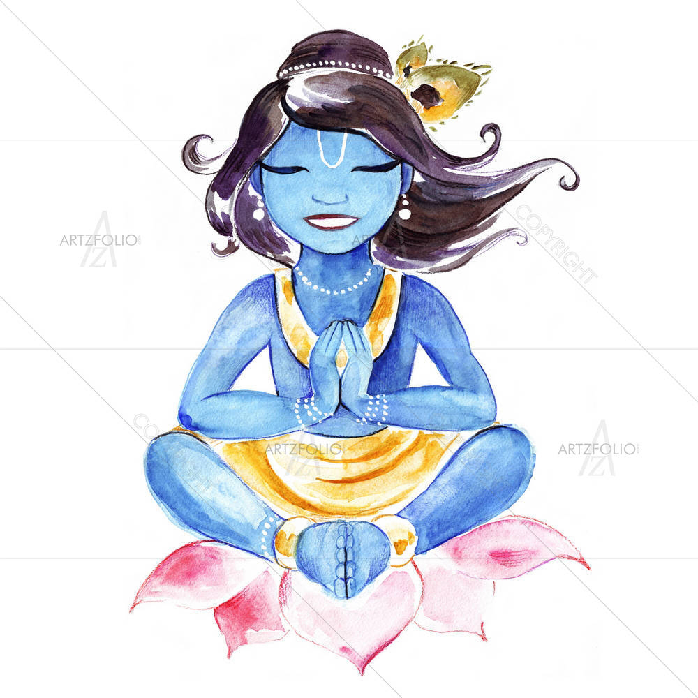 Indian God Krishna — Devotional custom art by ArtzFolio