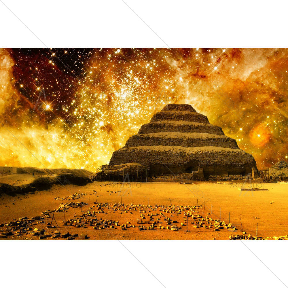 Step Pyramid At Saqqara & The Tarantula Nebula — Devotional custom art by ArtzFolio